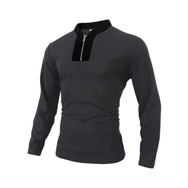 Men's Half Zip Texture Stretch Baseball Collar Long Sleeve Tracksuit