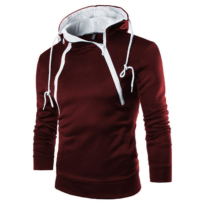 Men's Stand Collar Solid Color Zip Hoodies Sweatshirts