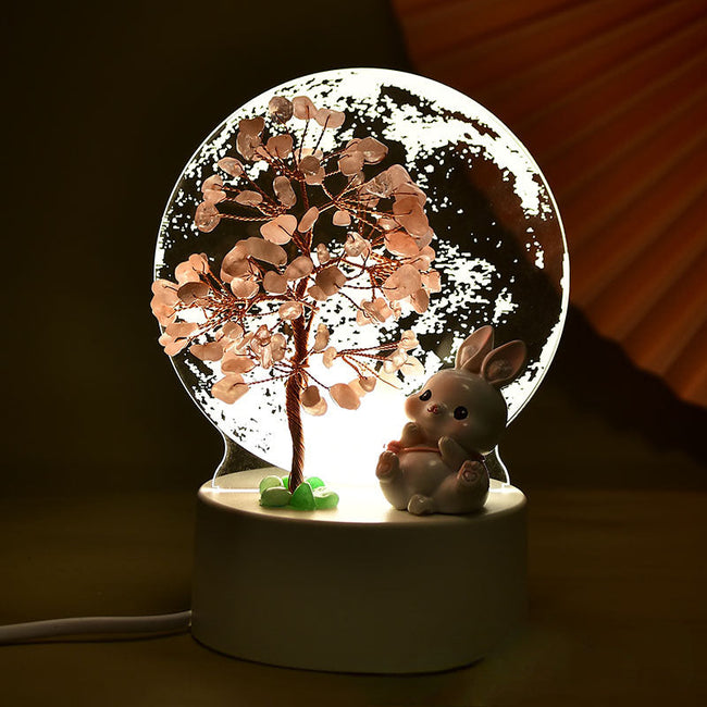 Natural Crystal Small Table Lamp Fortune Tree