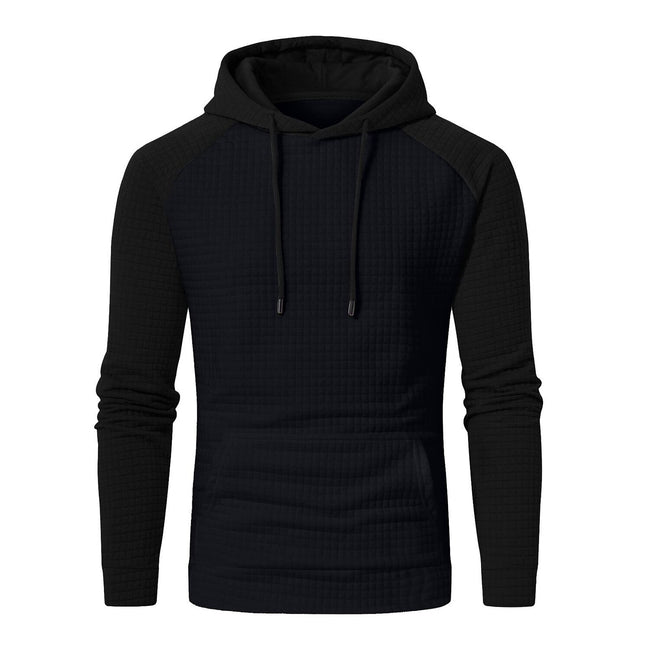 Men's Jacquard Check Color Block Pullover Hoodie Sweatshirts