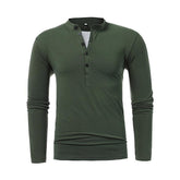 Men's Henley Jersey Patchwork Long Sleeve T-Shirt