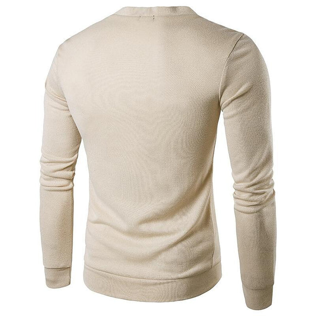 Men's Solid Color V-neck Knitted Cardigan