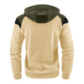 Men's Hooded Patchwork Drawstring Zip Sweatshirt Casual Retro