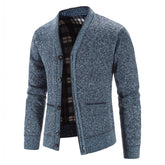 Men's Knitted V-Neck Button Down Cardigan Sweater With Flannel Lining And Pockets