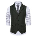 Men's Vintage Lapel Herringbone Tweed Suit Vest