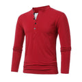 Men's Henley Jersey Patchwork Long Sleeve T-Shirt