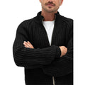 Men's Solid Color Turtleneck Zip Knit Cardigan