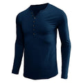 Men's Solid Color Henley Collar Long Sleeve T-Shirt