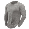 Men's Waffle Solid Color Crew Neck Casual Long Sleeve T-shirt