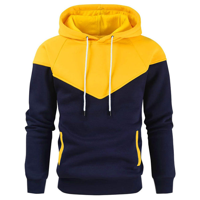 Men's Hoodie Pullover Patchwork Drawstring Sweatshirt With Pocket Sports & Outdoor Casual Daily