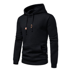Men's Jacquard Small Check Solid Color Pullover Hoodie Sweatshirts
