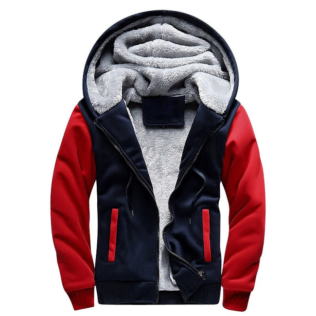 Men's Fleece Solid Color Hoodie Zip Front Hooded Sweatshirt