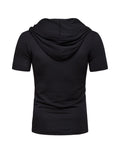 Men's Lace-up Short Sleeve Hooded T-shirt