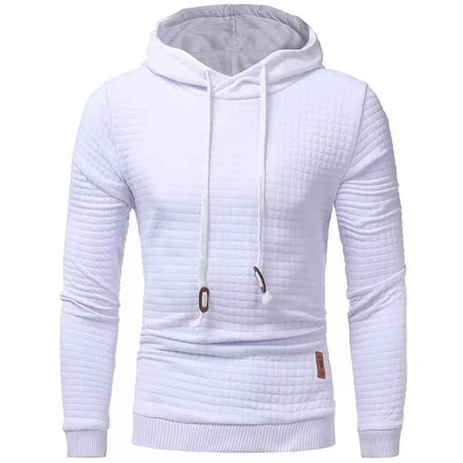 Men's Jacquard Small Check Pullover Basic Hoodie Sweatshirt