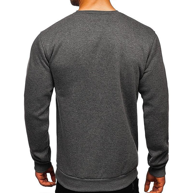 Men's Pullover Solid Color Fleece Crew Neck Sweatshirts