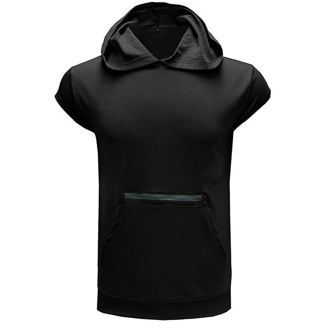 Men's Solid Color Casual Zipper Sports  Hoodie Tank Top