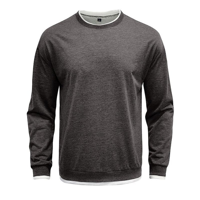 Men's Pullover Solid Color Patchwork Crew Neck Sweatshirts