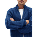 Men's Solid Color Turtleneck Zip Knit Cardigan