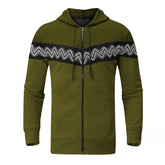 Men's Hooded Drawstring Pocket Zip Partial Print Detail Sweatshirt And Two-piece Set