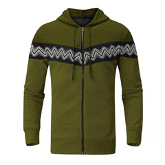 Men's Hooded Drawstring Pocket Zip Partial Print Detail Sweatshirt And Two-piece Set