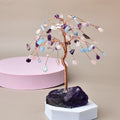Natural Crystal Stone Base Three-color Fortune Tree