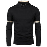 Men's Slim Patchwork Fake Two Piece Knit Sweater