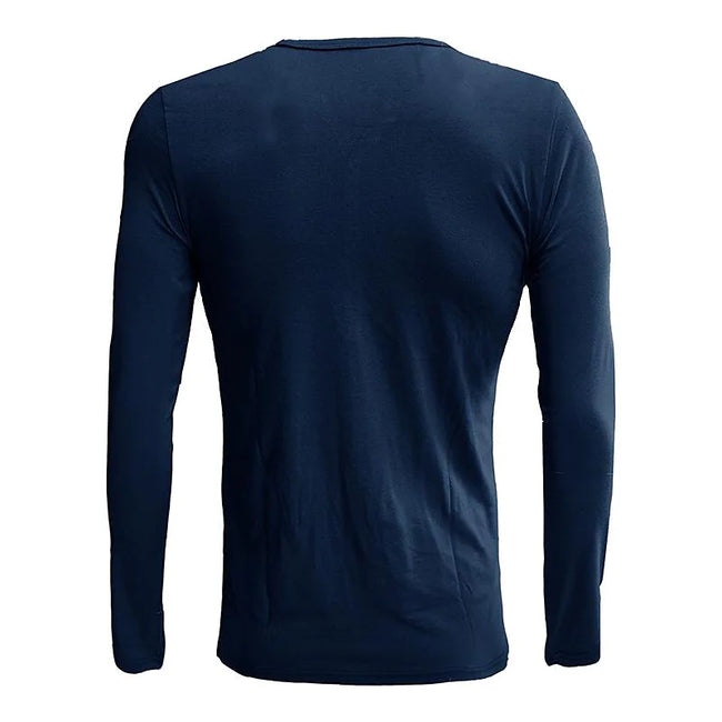 Men's Solid Color Henley Collar Long Sleeve T-Shirt