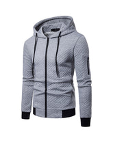 Men's Jacquard Small Check Hoodie Sweatshirt Jacket