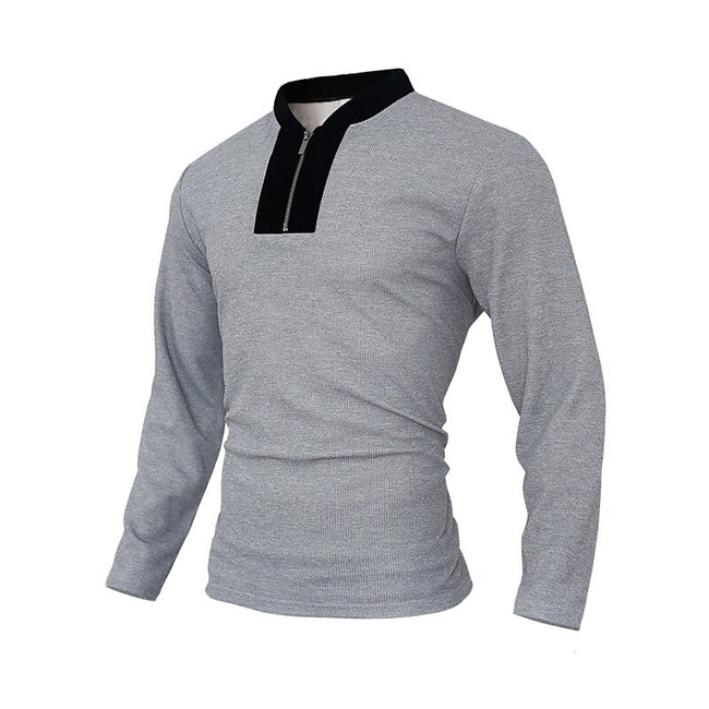 Men's Half Zip Texture Stretch Baseball Collar Long Sleeve Tracksuit