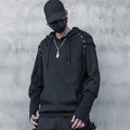 Men's Shoulder Tie Hooded Sweatshirt with Thumb Holes on Sleeves