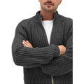 Men's Solid Color Turtleneck Zip Knit Cardigan