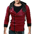 Men's Contrast Solid Color Zipper-up Hooded Jacket Active Hip Hop