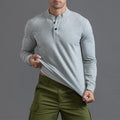 Men's Henry Collar Solid Color Casual Sportswear Sweatshirt