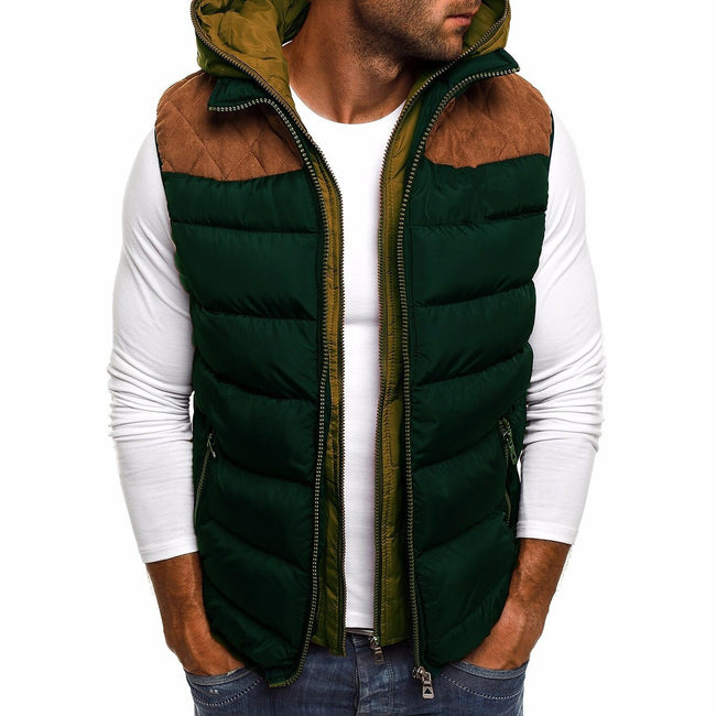 Men's Fake Two Piece Quilted Hood Padded Gilet