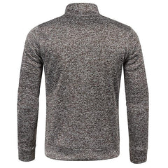 Men's Stand Collar Cardigan Long Sleeve Thin Fleece Sweater