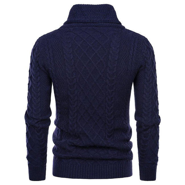 Men's Shawl Collar Cable Casual Slim Fit Long Sleeve Sweater