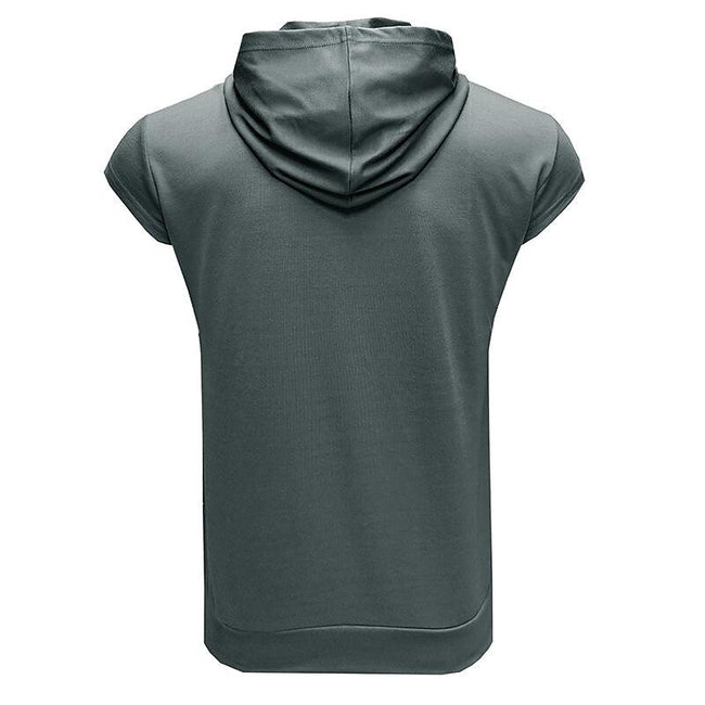 Men's Solid Color Casual Zipper Sports  Hoodie Tank Top