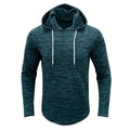 Men's Patchwork Slub Yarn Hooded Long-sleeve T-shirt