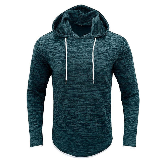 Men's Patchwork Slub Yarn Hooded Long-sleeve T-shirt