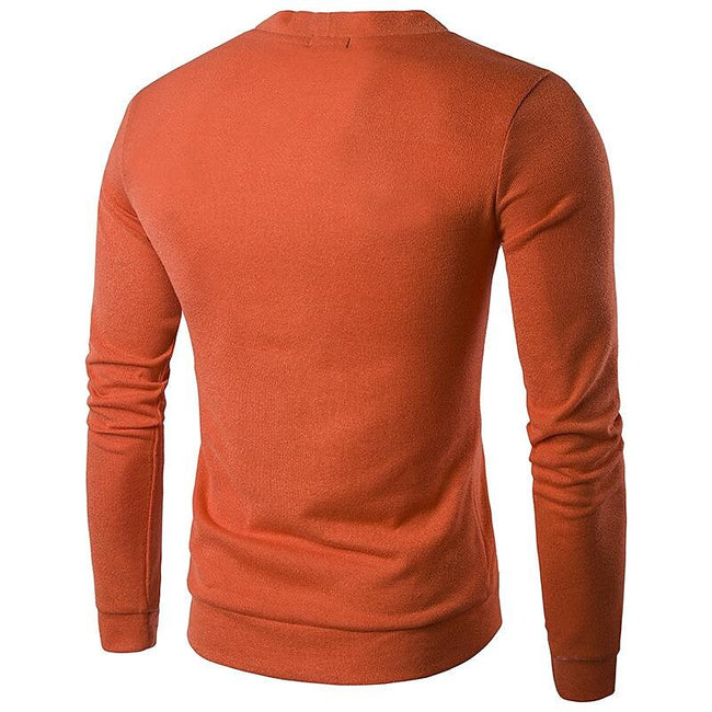 Men's Solid Color V-neck Knitted Cardigan