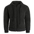 Men's Solid Color Fleece Zip-Up Drawstring Hoodie Sweatshirt