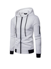 Men's Jacquard Small Check Hoodie Sweatshirt Jacket