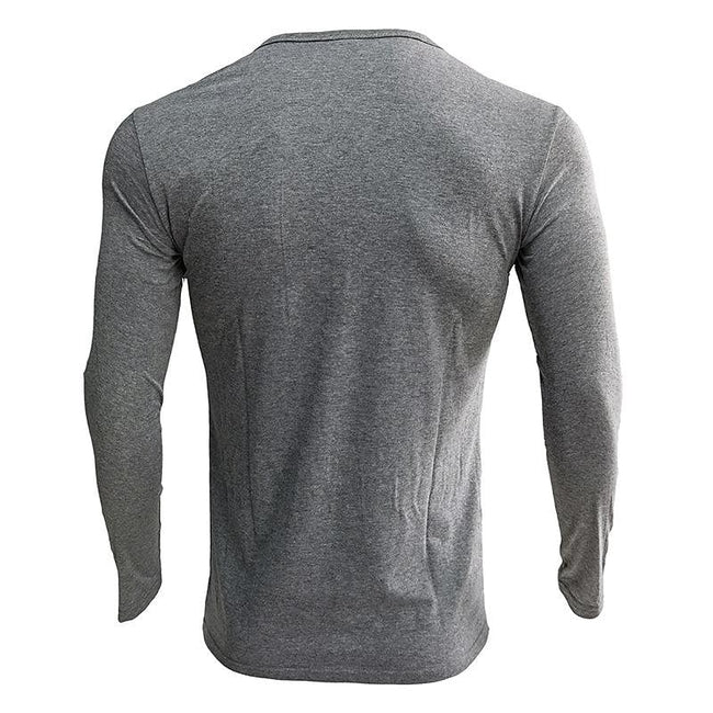 Men's Solid Color Henley Collar Long Sleeve T-Shirt