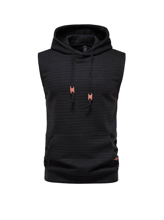 Men's Jacquard Small Check Pullover Hoodie Vest