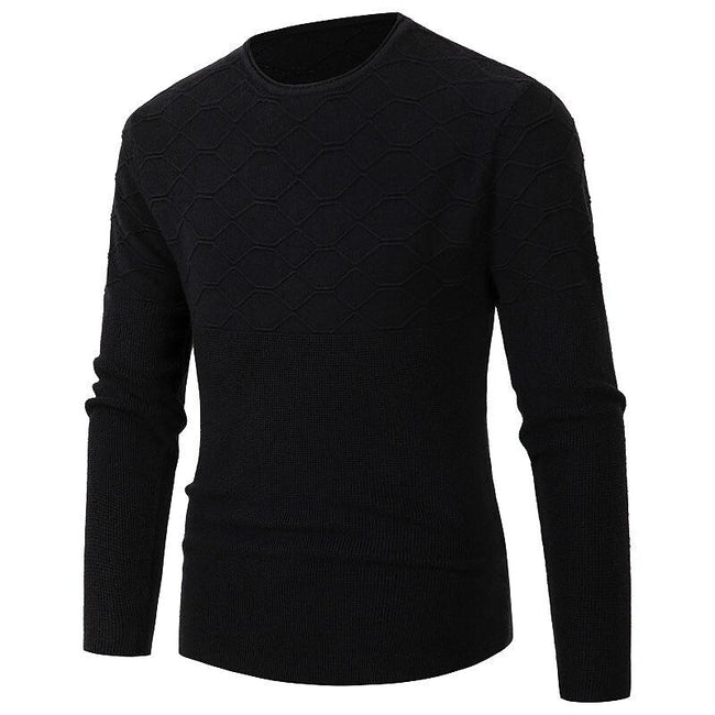 Men's Casual Solid Color Round Neck Pullover Sweater