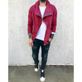 Men's Solid Color Hooded Slim Fit Fleece Diagonal Placket Sweatshirt