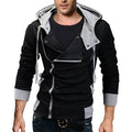 Men's Contrast Solid Color Zipper-up Hooded Jacket Active Hip Hop