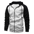 Men's Contrast Color Zip-up Hooded Fleece Cardigan Sweatshirt