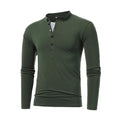Men's Henley Jersey Patchwork Long Sleeve T-Shirt