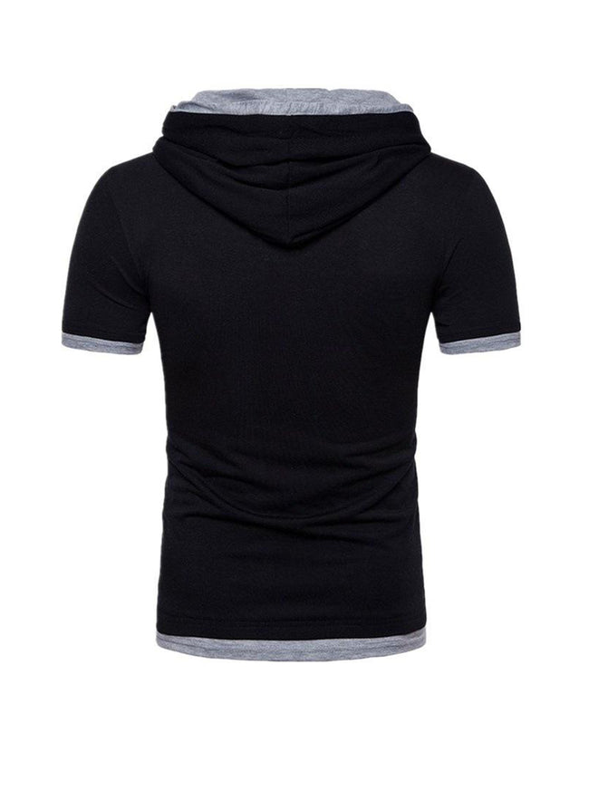 Vincent Solid Color Fake Two-piece Short-sleeved Hooded T-shirt